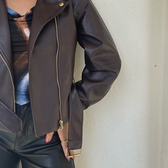Pleather dark brown jacket - Picture 4 of 4